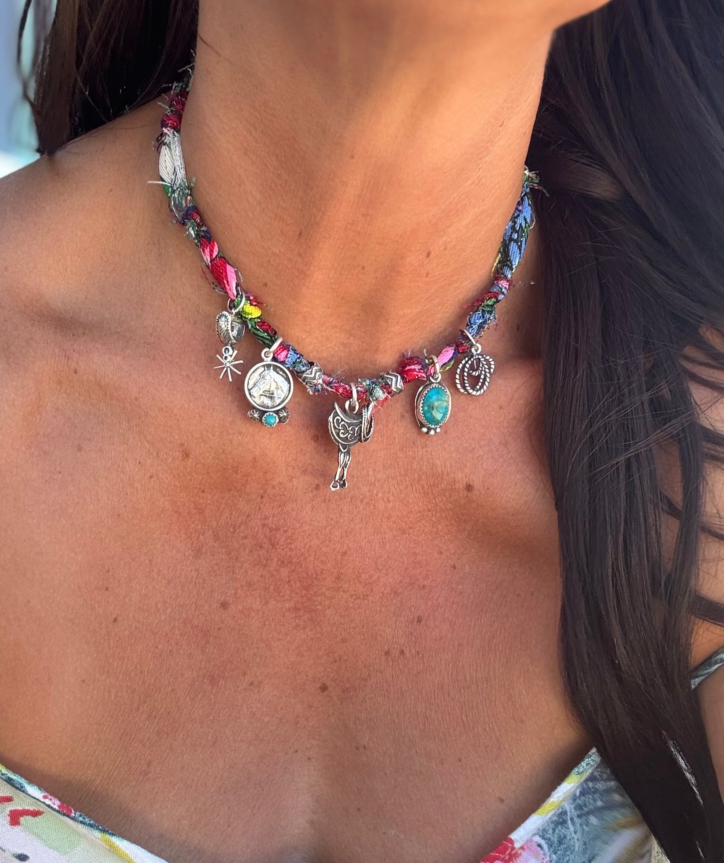 Saddle 5 Charm Bandana Necklace