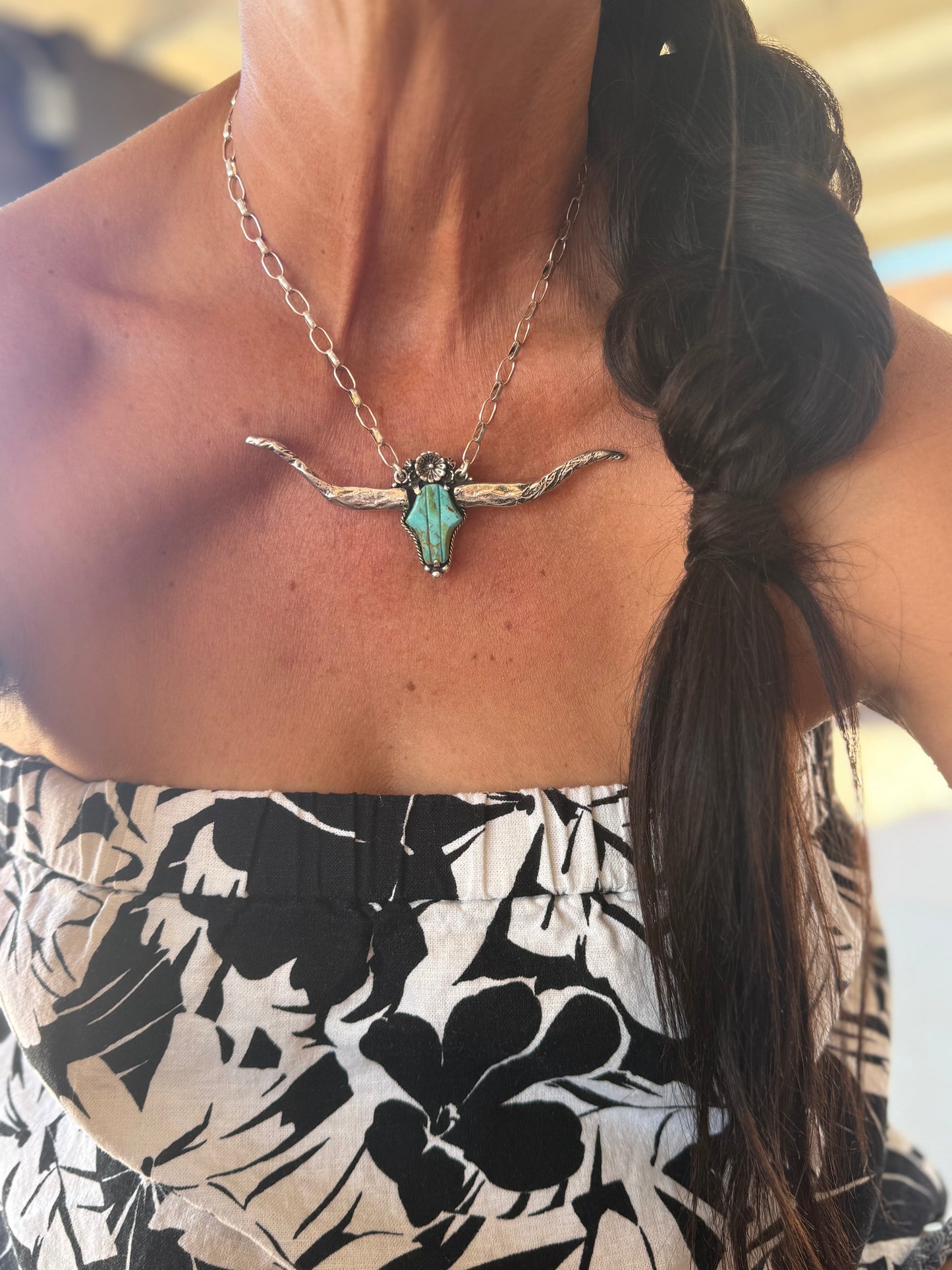 Huge .925 Kingman Longhorn Necklace