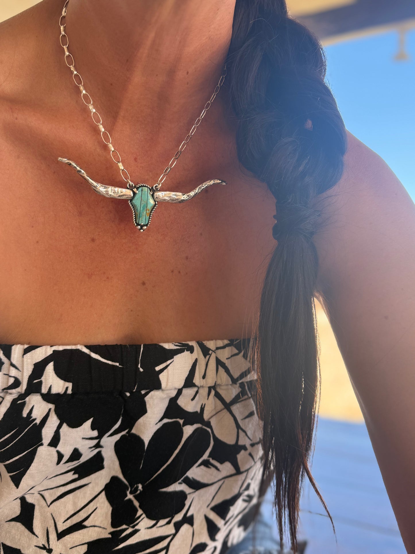 Huge .925 Kingman Longhorn Necklace