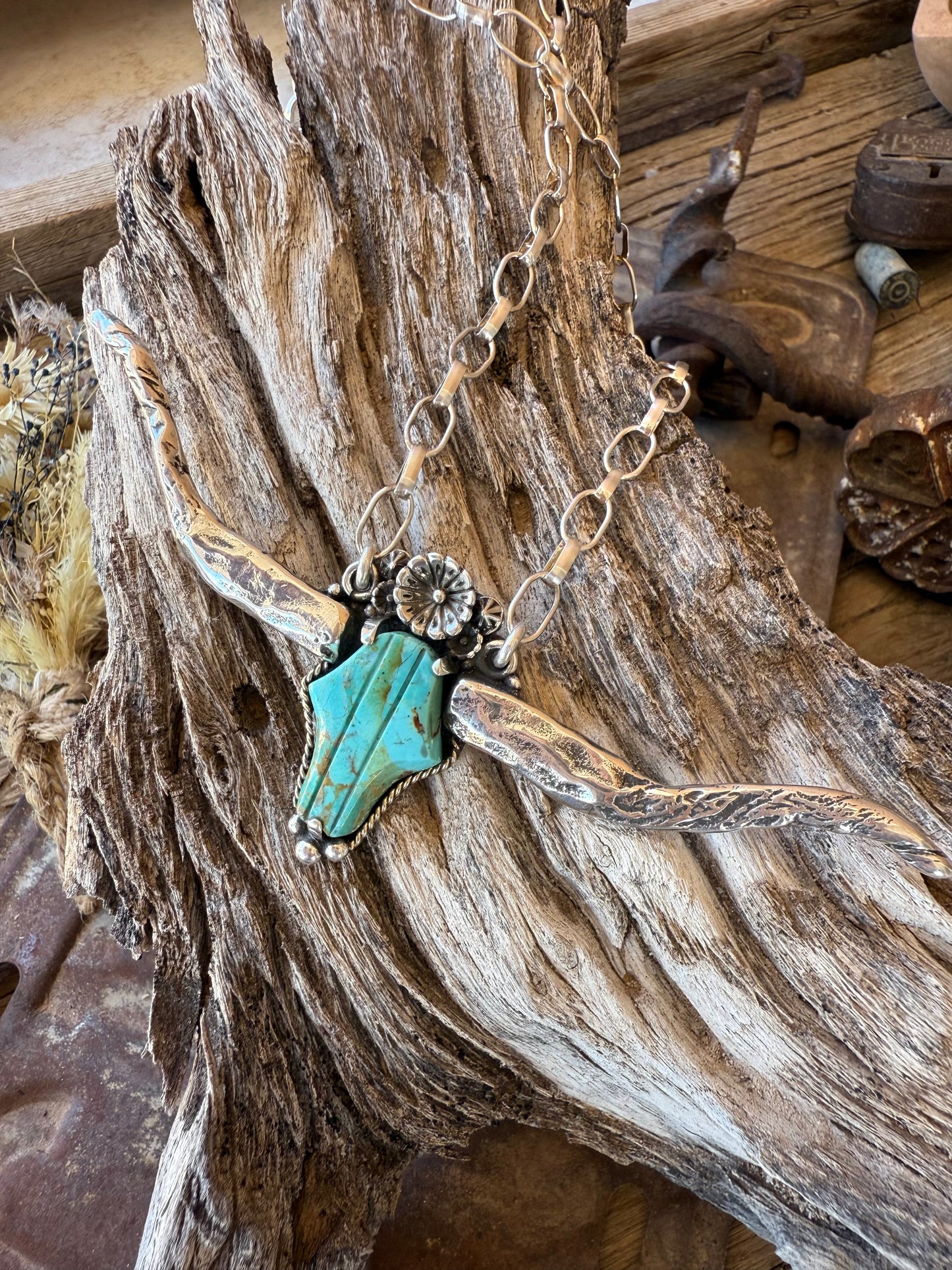 Huge .925 Kingman Longhorn Necklace