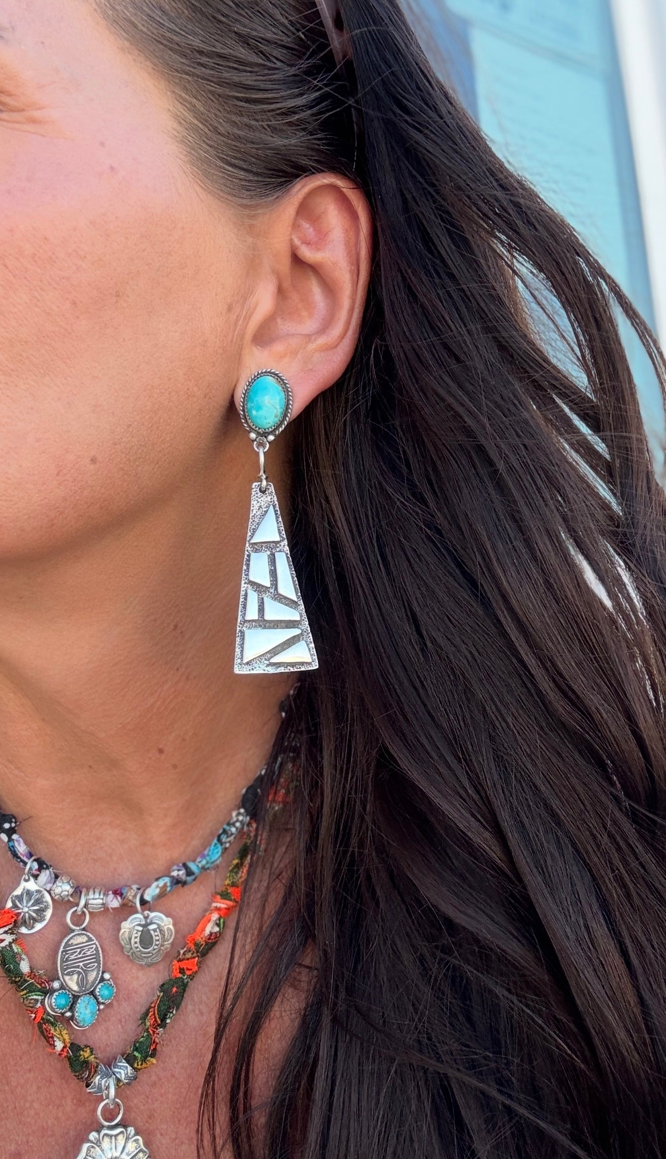 0925 Geometric Turquoise Earrings
