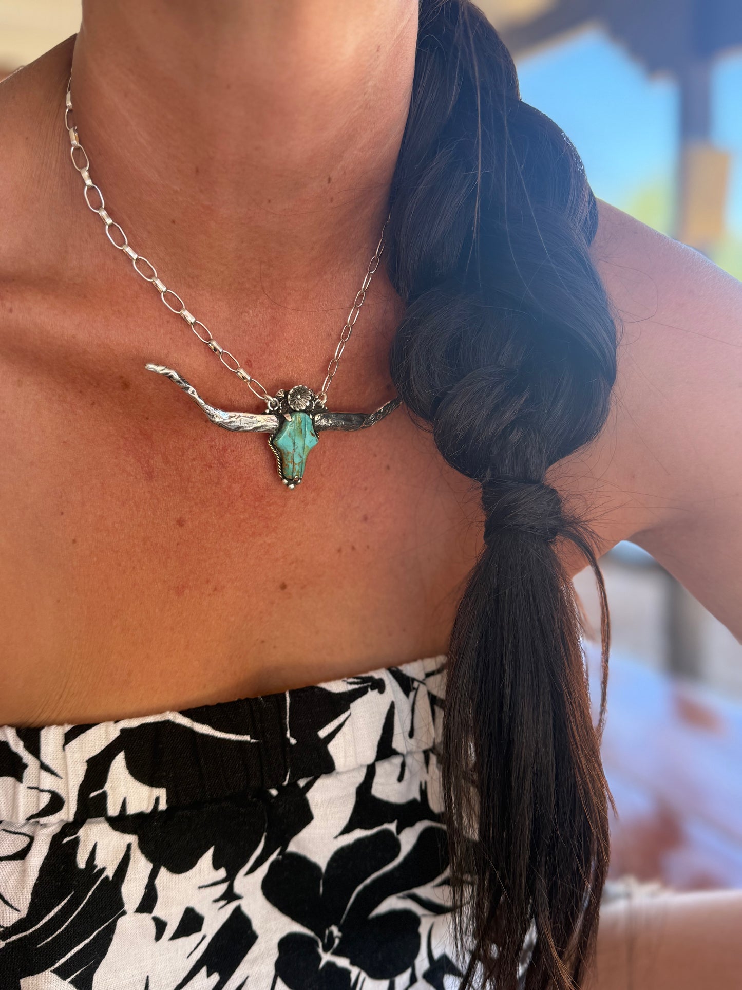 Huge .925 Kingman Longhorn Necklace