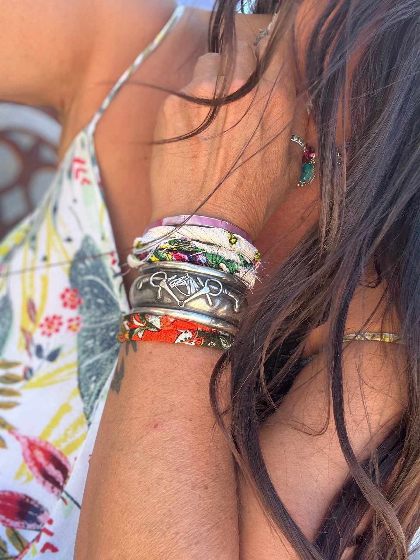 Upcycled Sterling Equestrian Cuff Bracelet