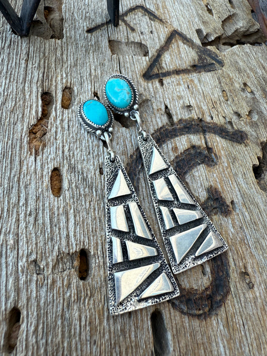 0925 Geometric Turquoise Earrings