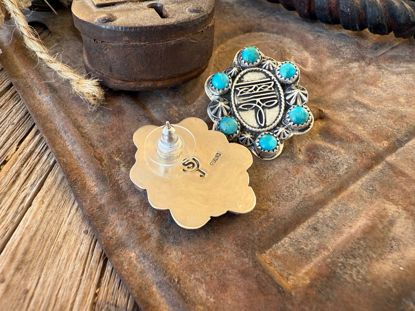 .925 Boot Stitch Cluster Earrings