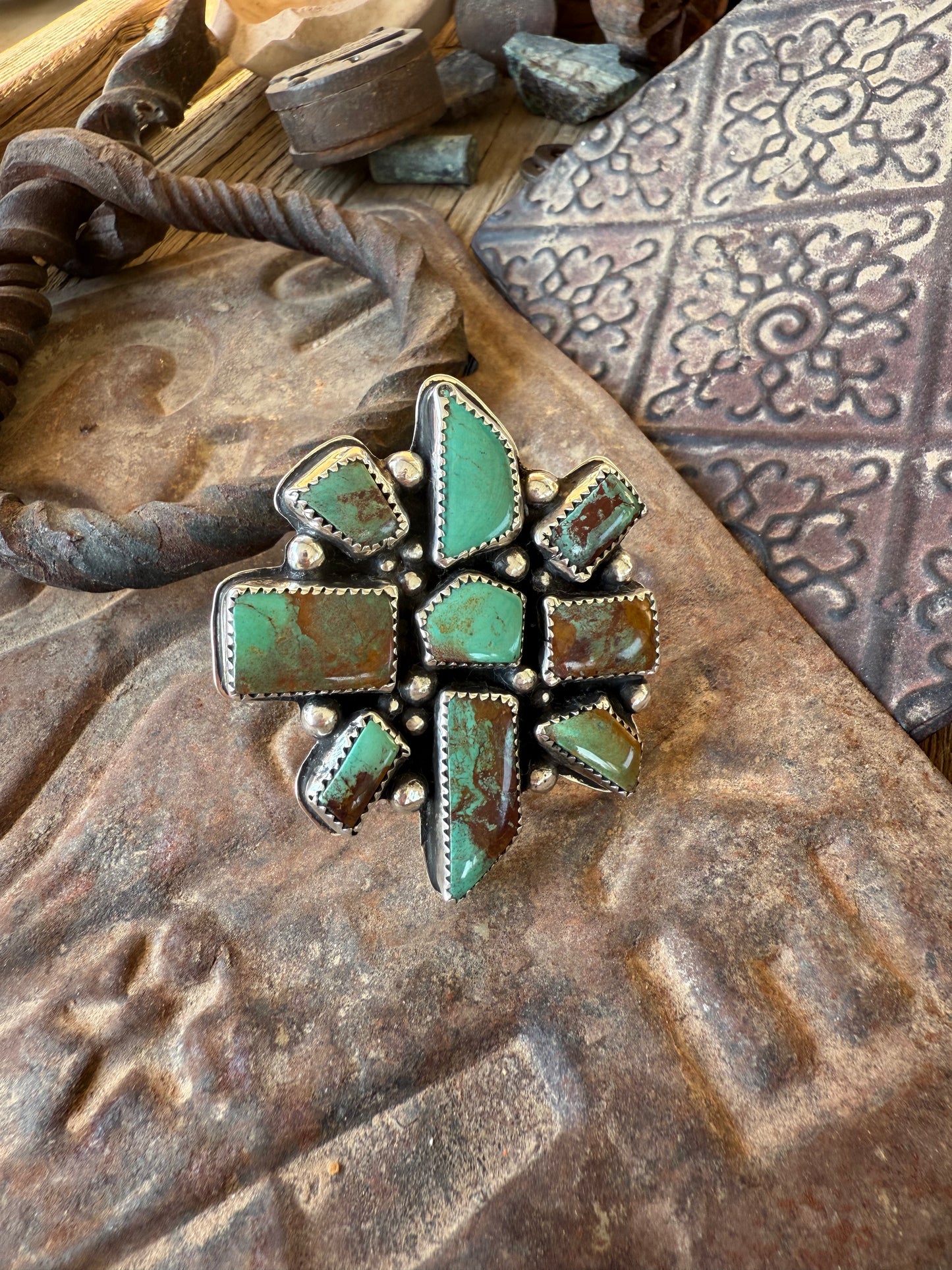 Crow Springs Turquoise Cluster Ring
