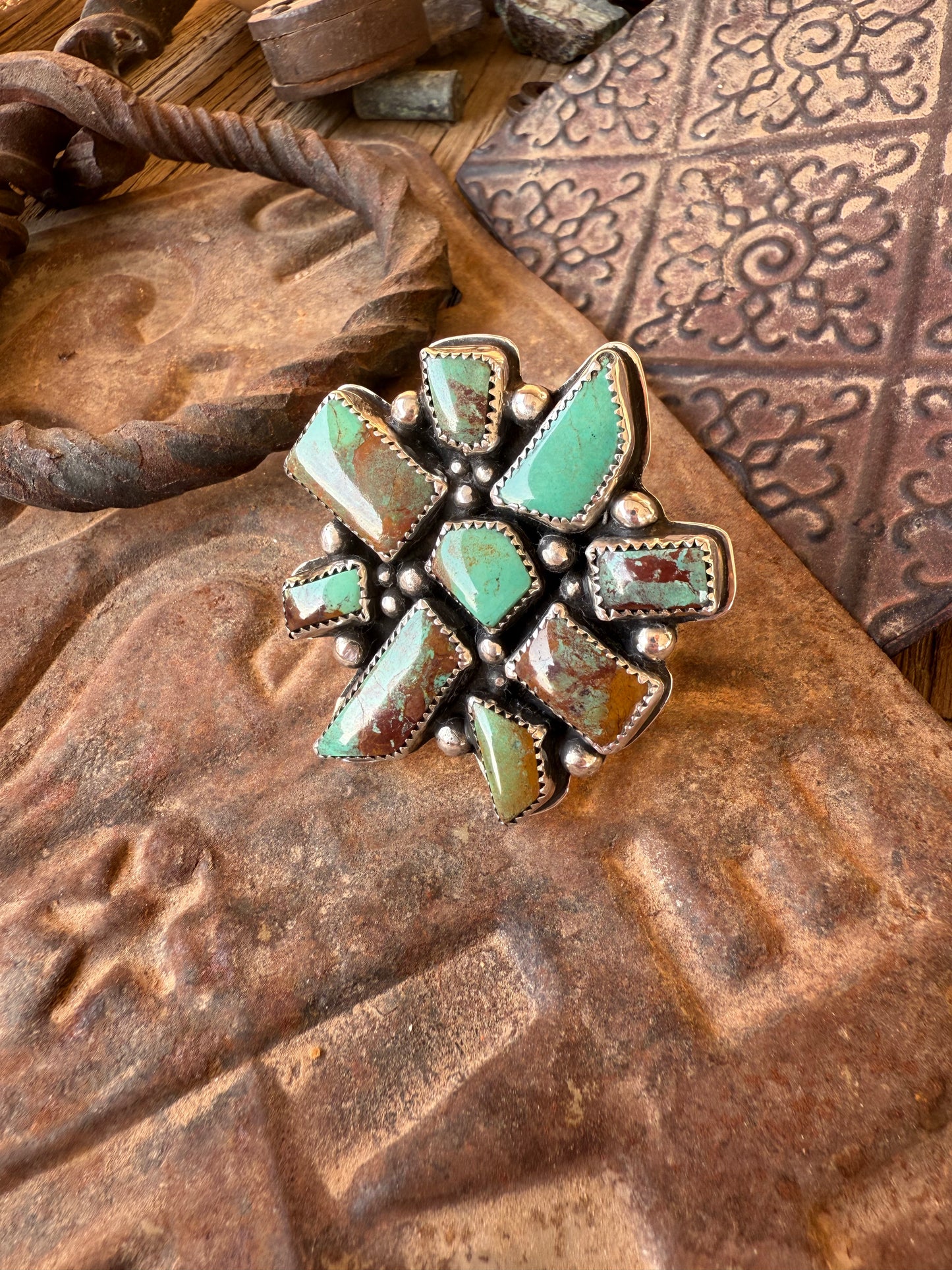 Crow Springs Turquoise Cluster Ring