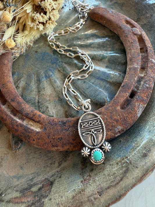 Kingman Turquoise Boot Stitch Necklace