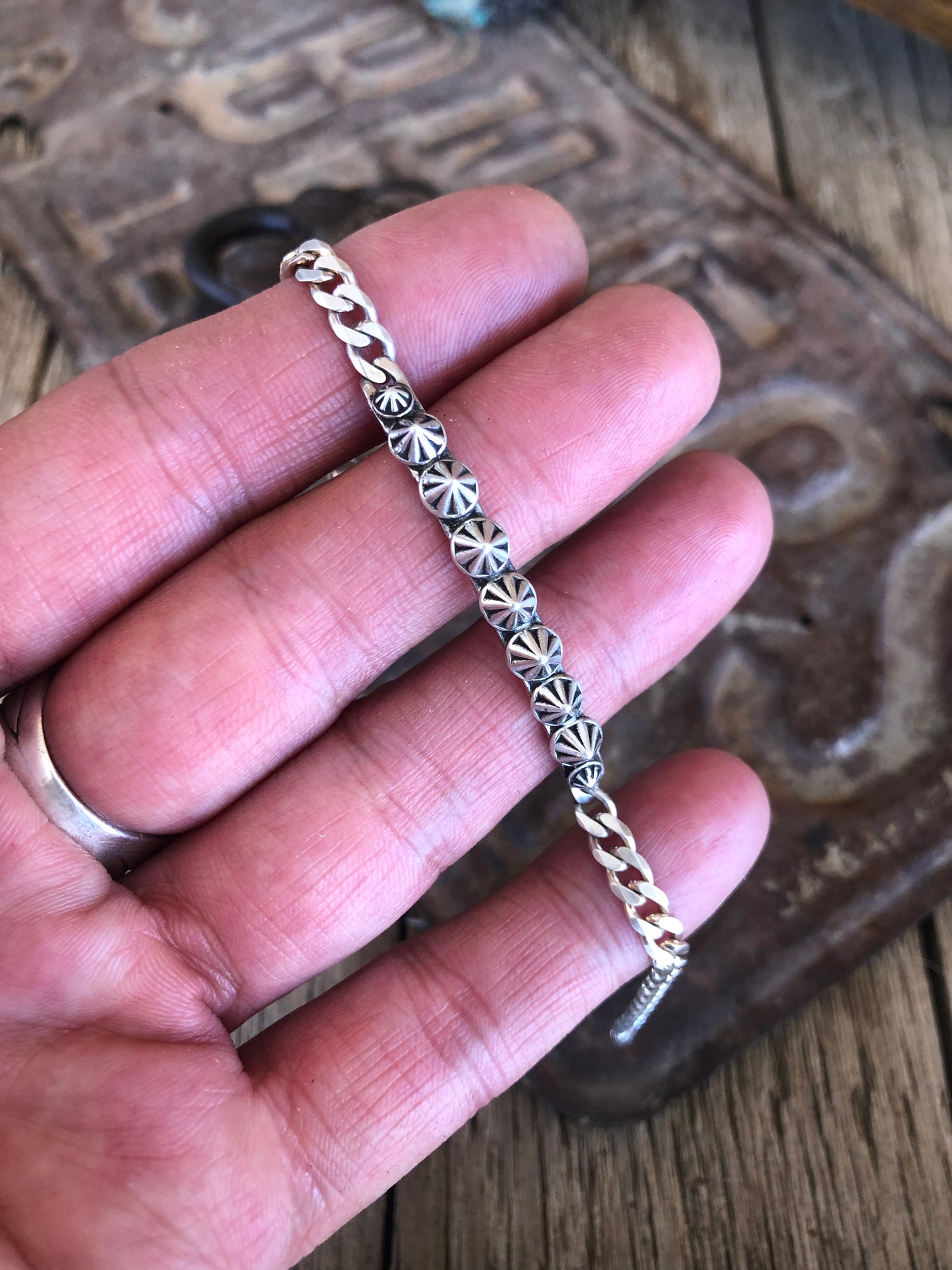 Sterling Rosetta Bar Bracelet