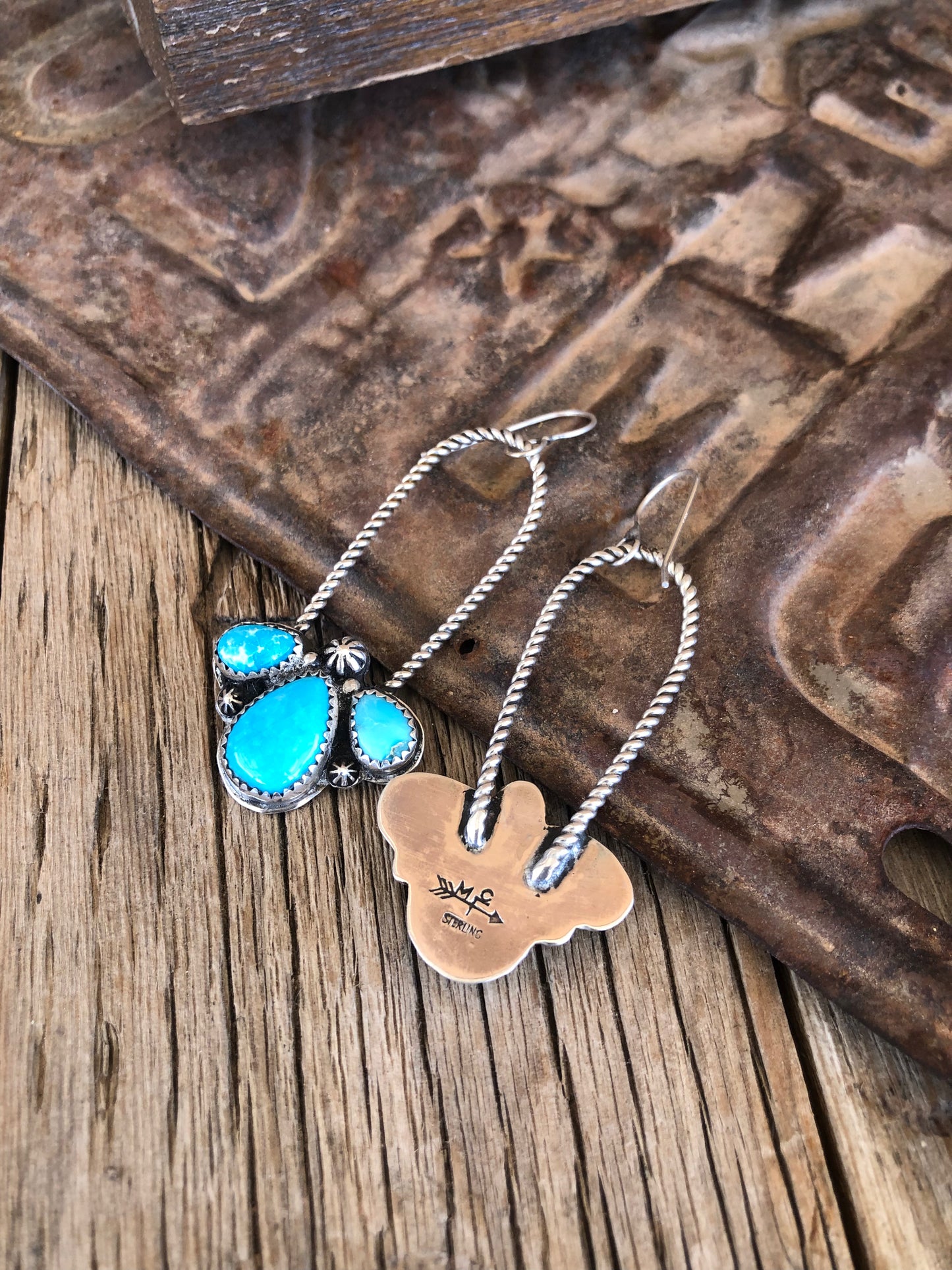 Kingman Turquoise Half Cluster Earrings
