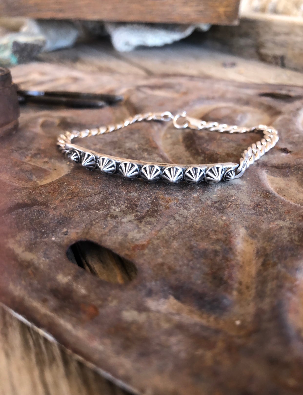 Sterling Rosetta Bar Bracelet