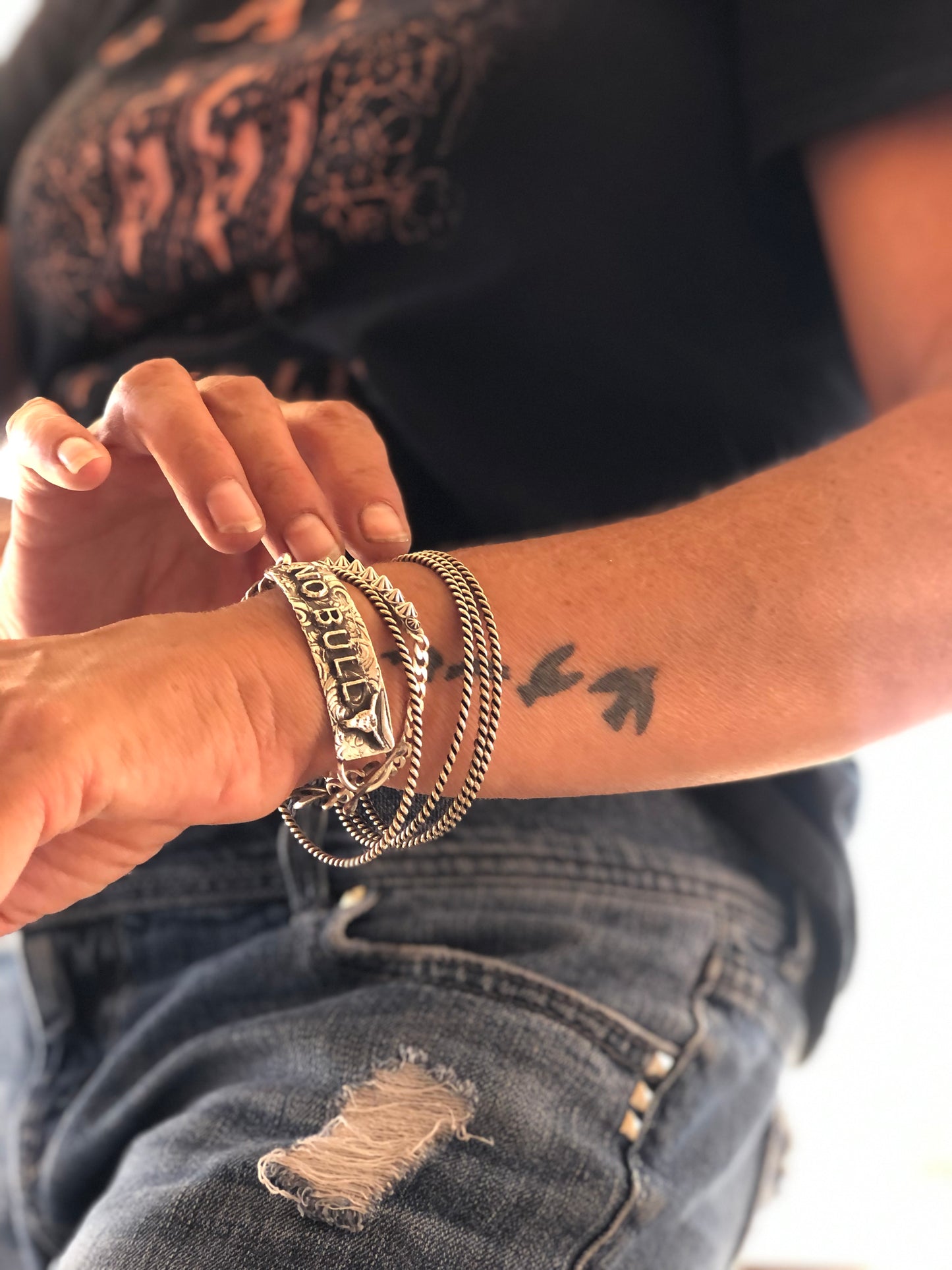Sterling Rosetta Bar Bracelet