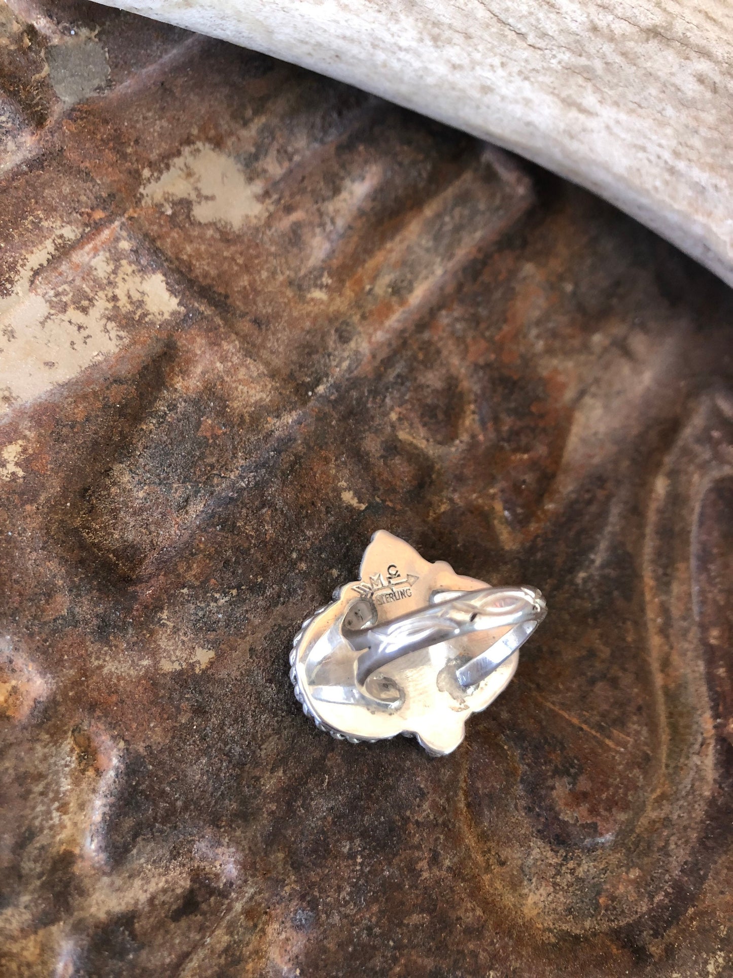 Size 6.5 "SKOAL", Upcycled Trucker Hat Pin Ring