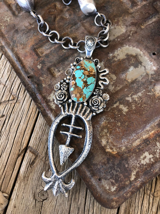 Sterling Silver & Baja Turquoise Tufa Cast Naja Statement Necklace**SALE