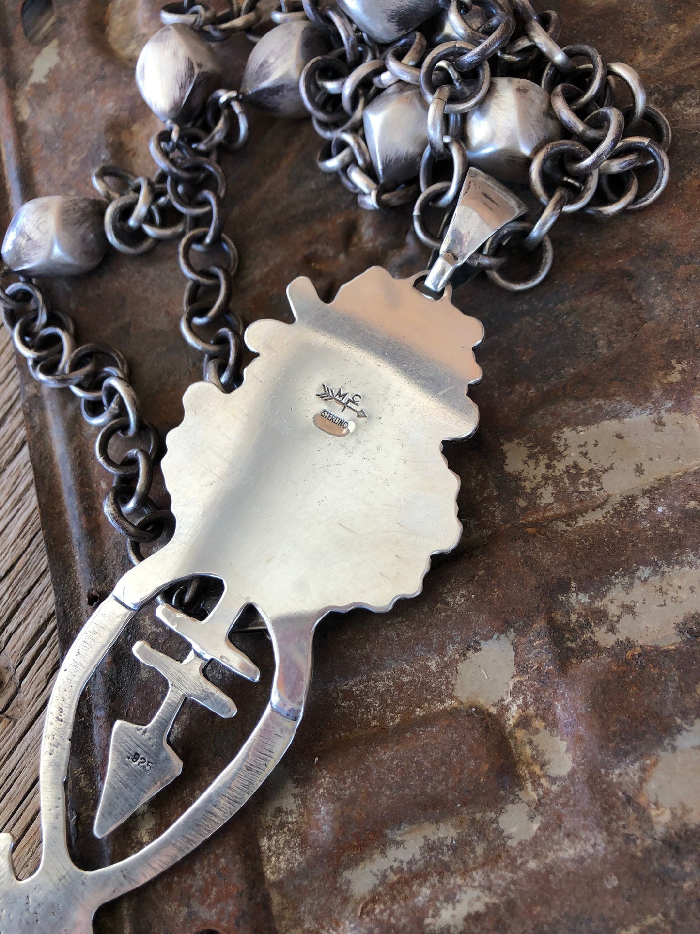 Sterling Silver & Baja Turquoise Tufa Cast Naja Statement Necklace**SALE