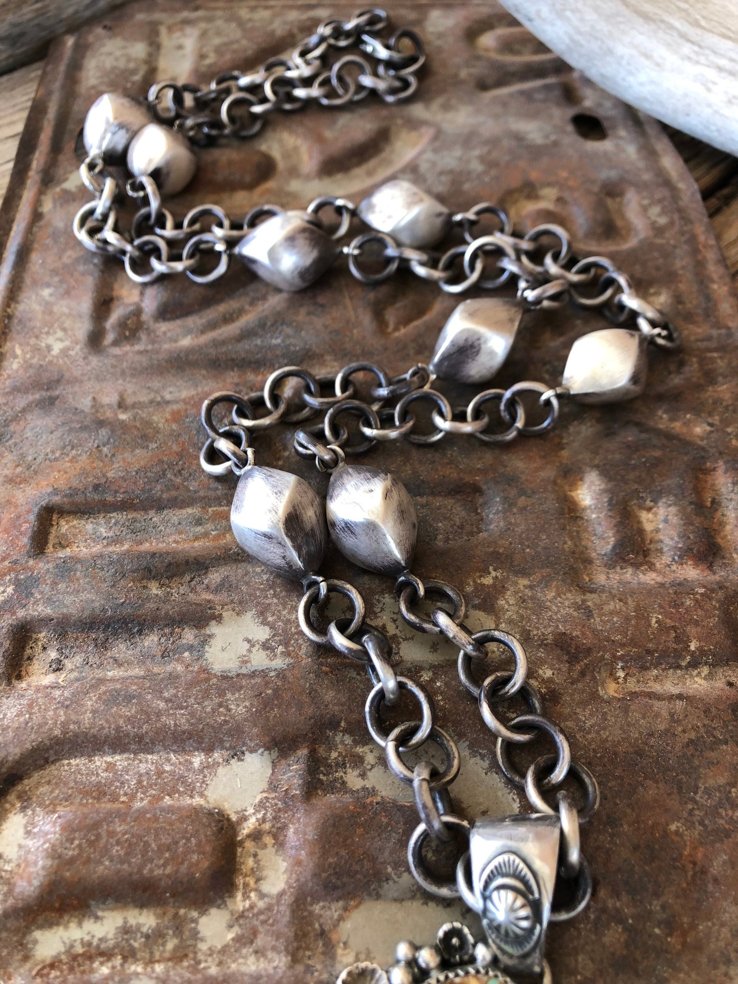 Sterling Silver & Baja Turquoise Tufa Cast Naja Statement Necklace**SALE