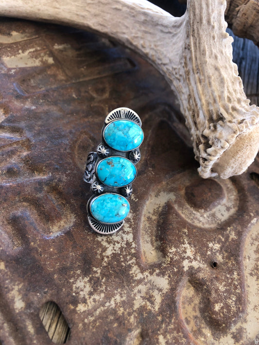 Sterling Silver & Kingman Turquoise Statement Ring