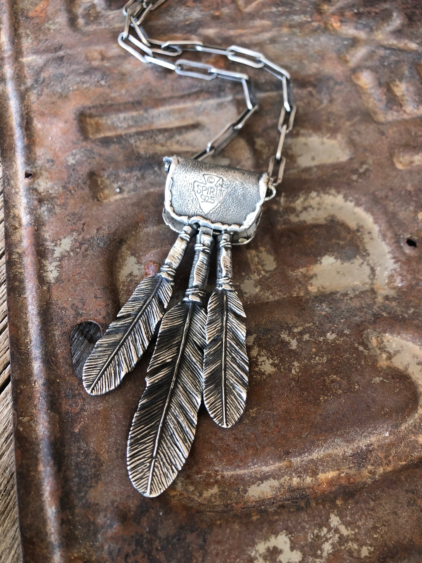 Sterling Silver & Kingman Turquoise Feather Necklace**SALE