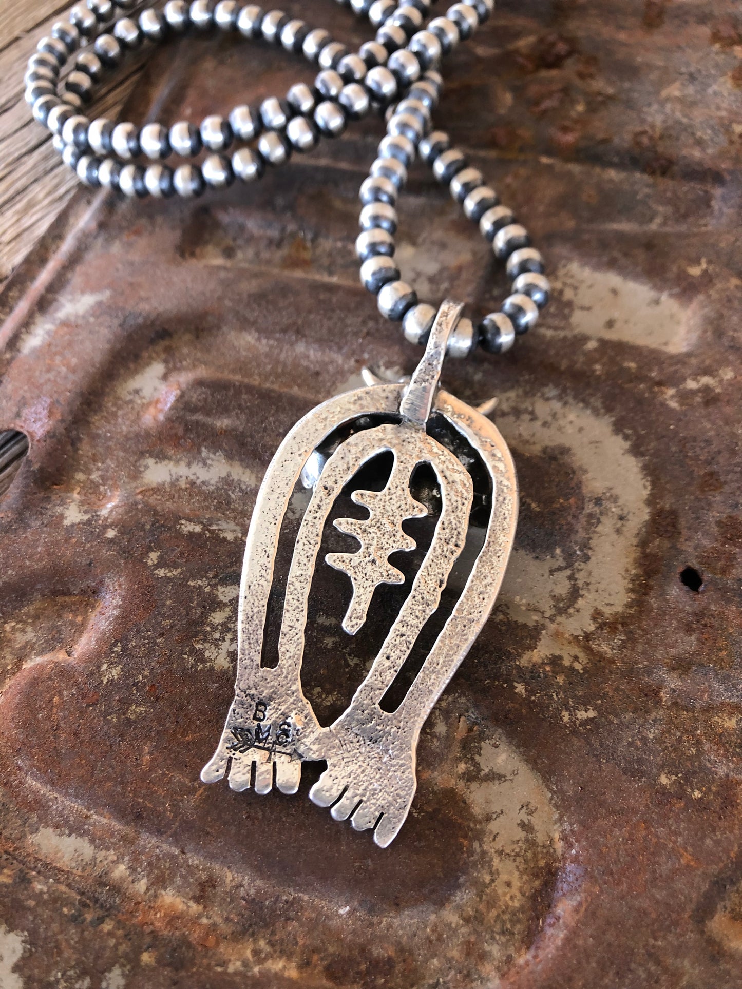 Sterling Steer & Cactus Flower Tufa Cast Naja Necklace**SALE