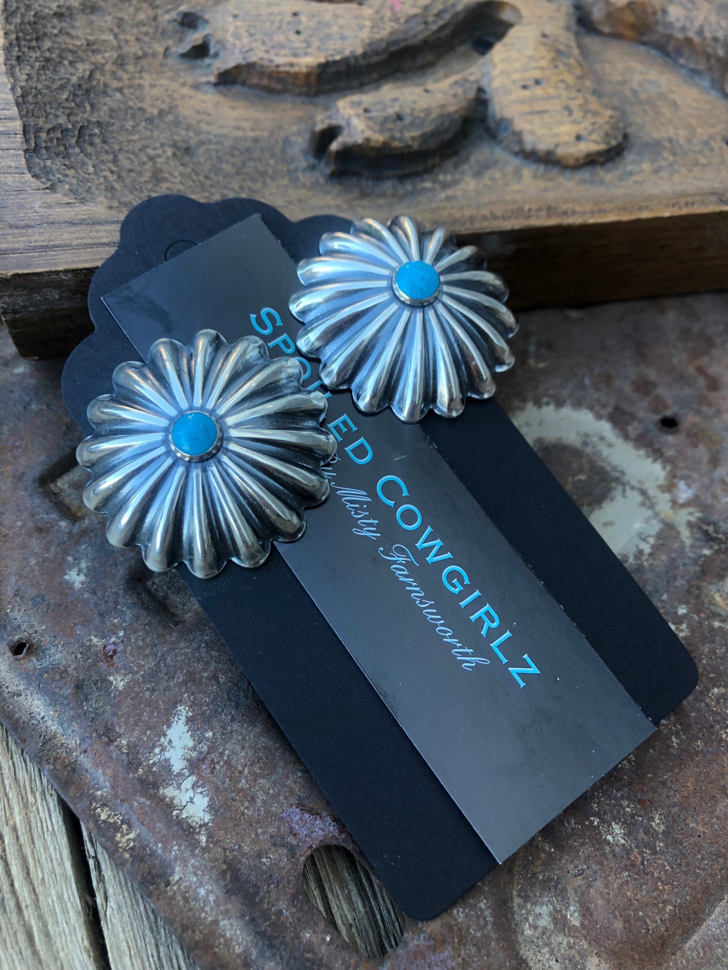 XL Turquoise Concho Earrings
