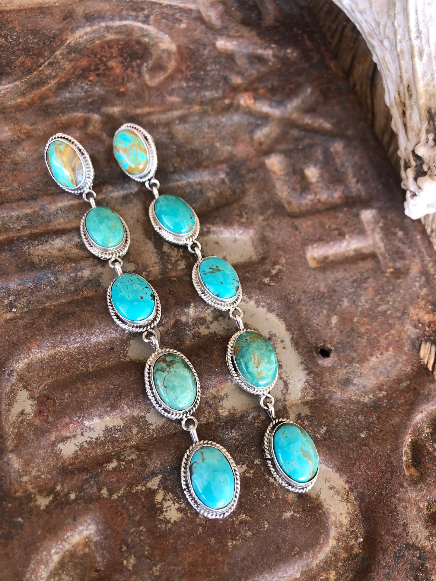 Long Kingman Turquoise Earrings