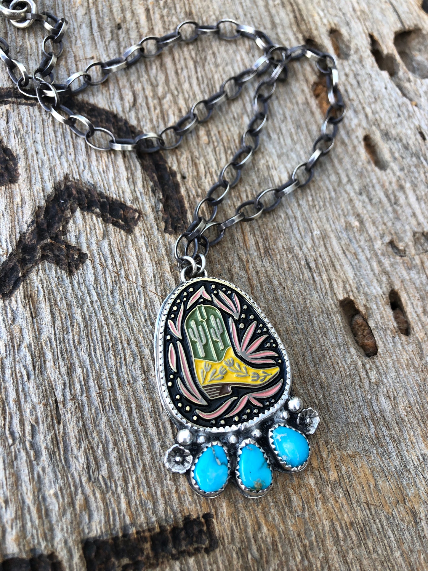 Enamel Cowboy Boot & Turquoise Neck Fancy**SALE