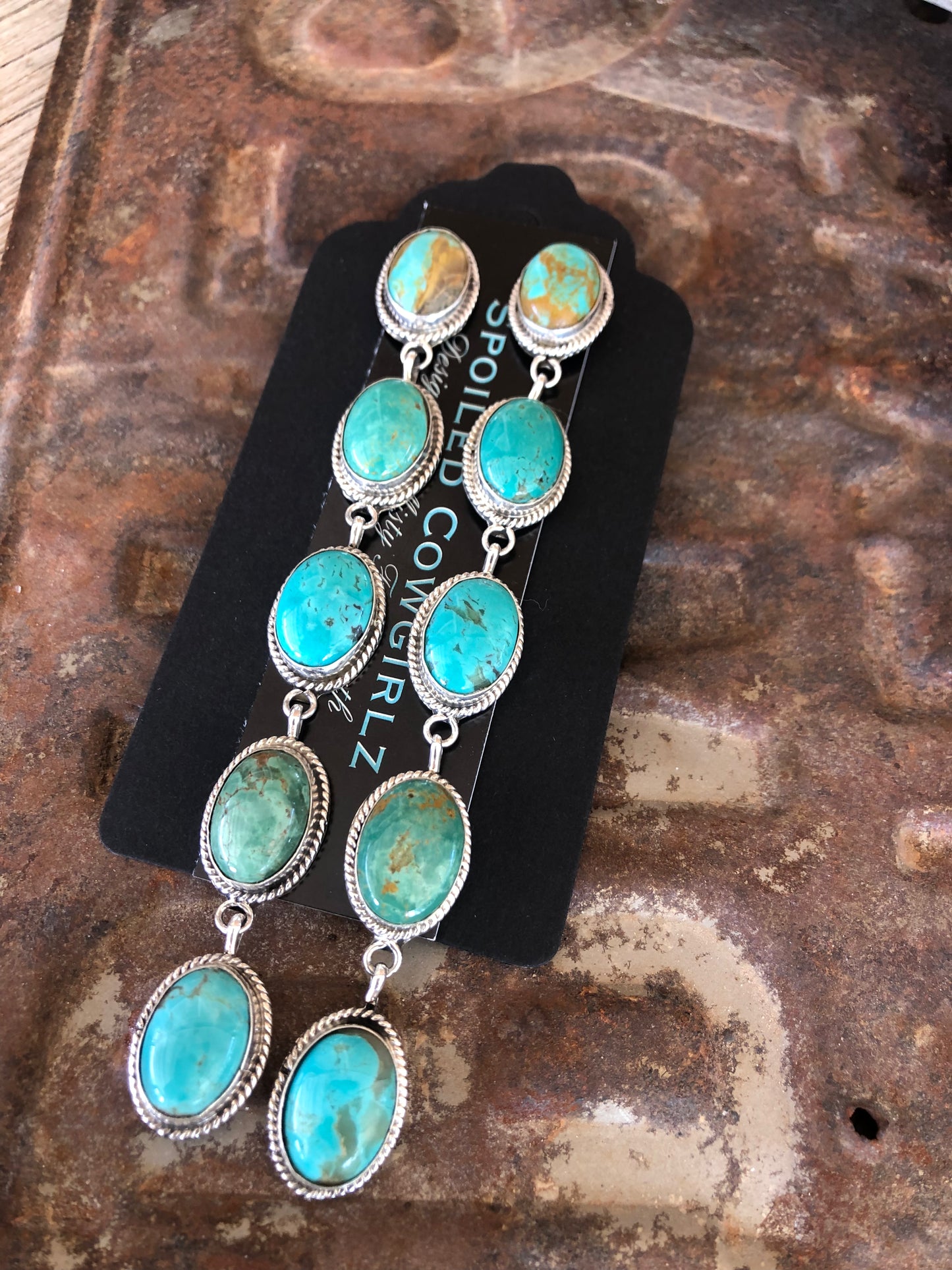 Long Kingman Turquoise Earrings