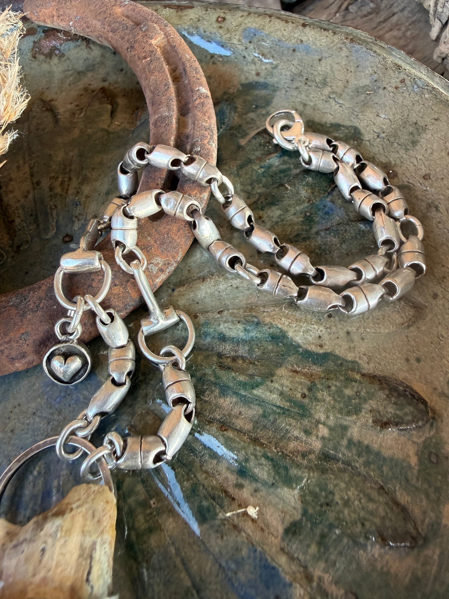 Sterling Horse Head On Bison Tooth Statement Necklace