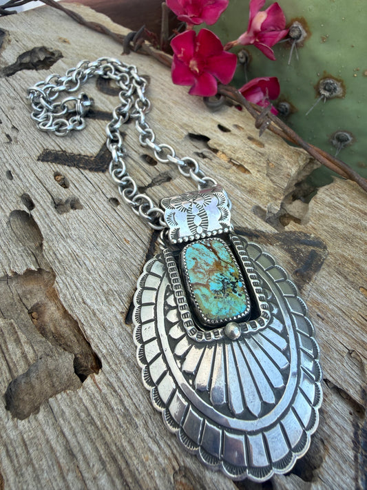 Kingman Turquoise Buckle Necklace