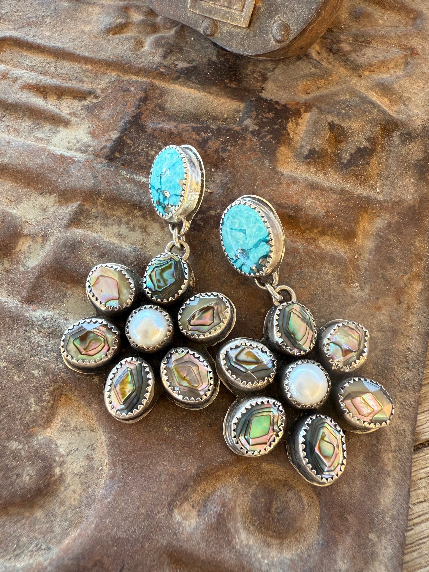 Persian Turquoise & Abalone Earrings