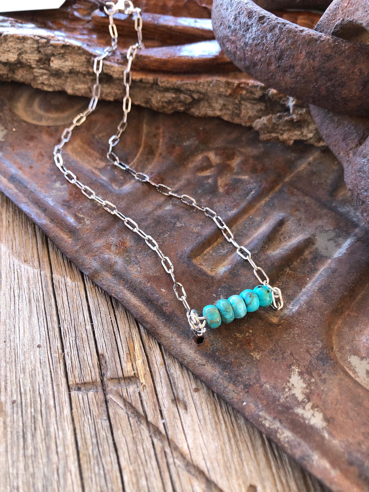 Sterling & Turquoise Beaded Bar Necklace