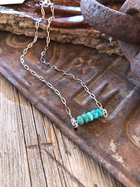 Sterling & Turquoise Beaded Bar Necklace