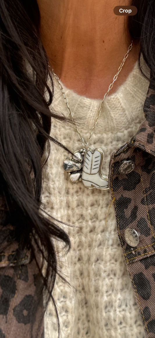 Pipestone & White Buffalo Boot Necklace