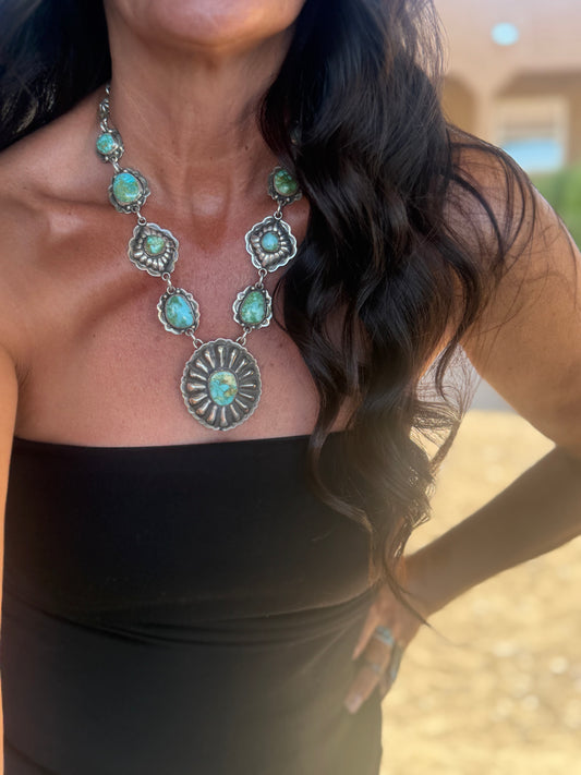 Turquoise Mountain Concho Necklace