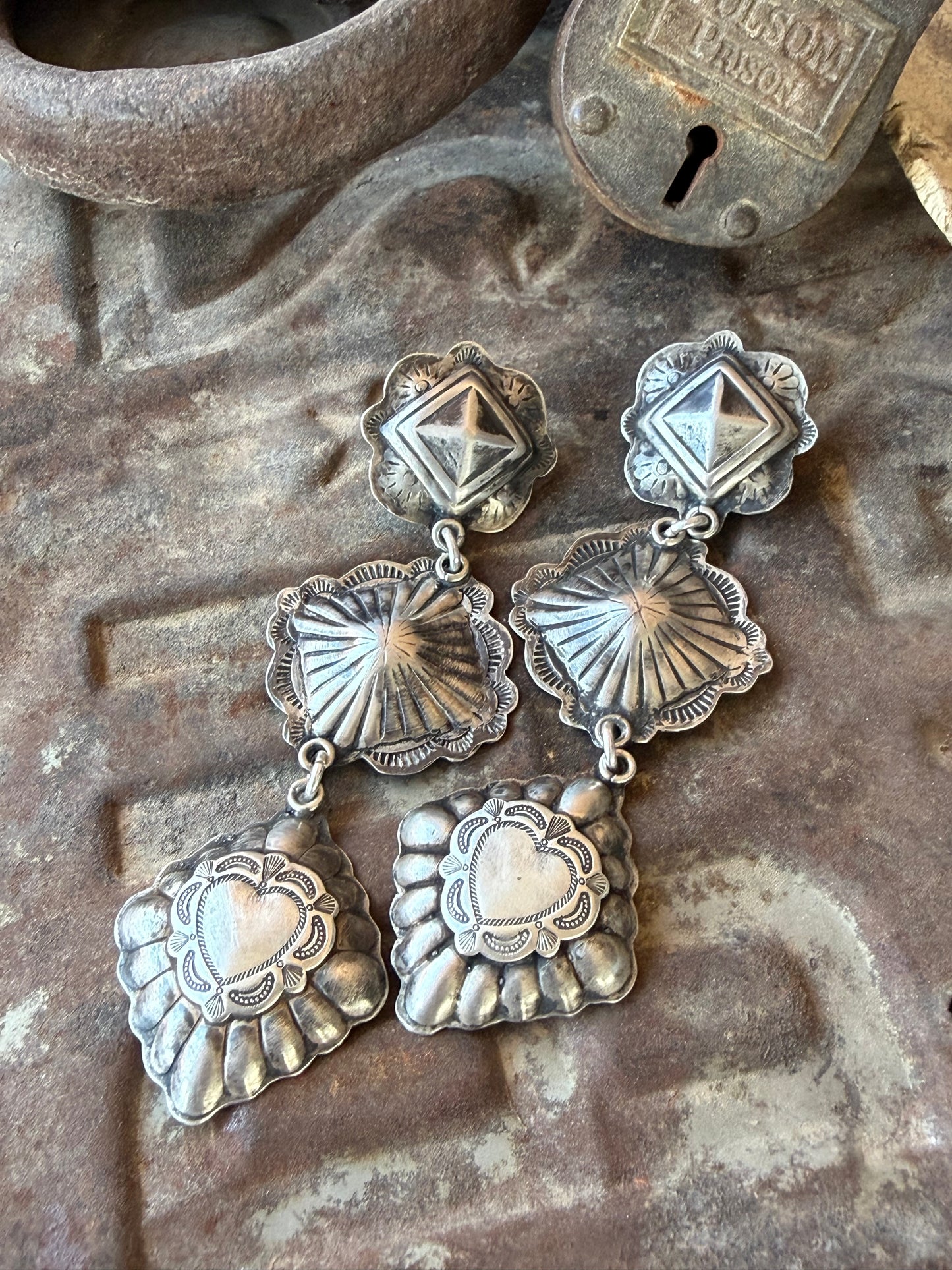 Sterling Concho Earrings