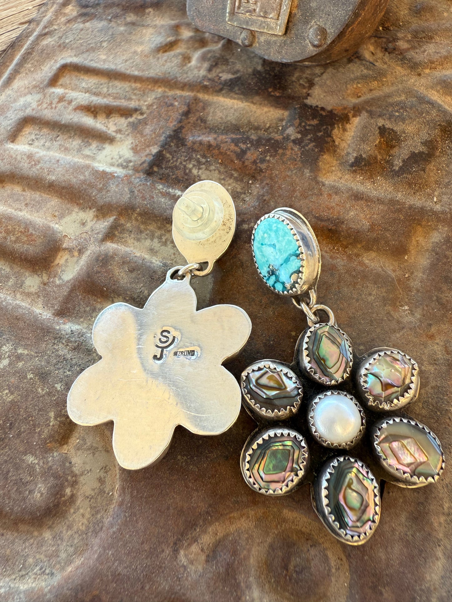 Persian Turquoise & Abalone Earrings