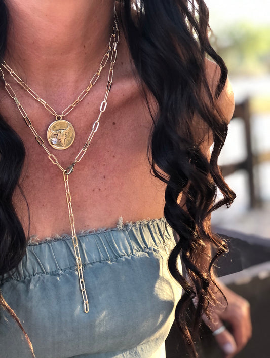 Solid Brass Buffalo Coin Necklace