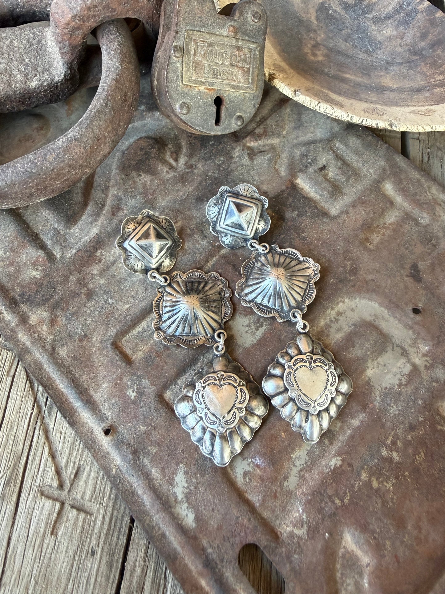 Sterling Concho Earrings