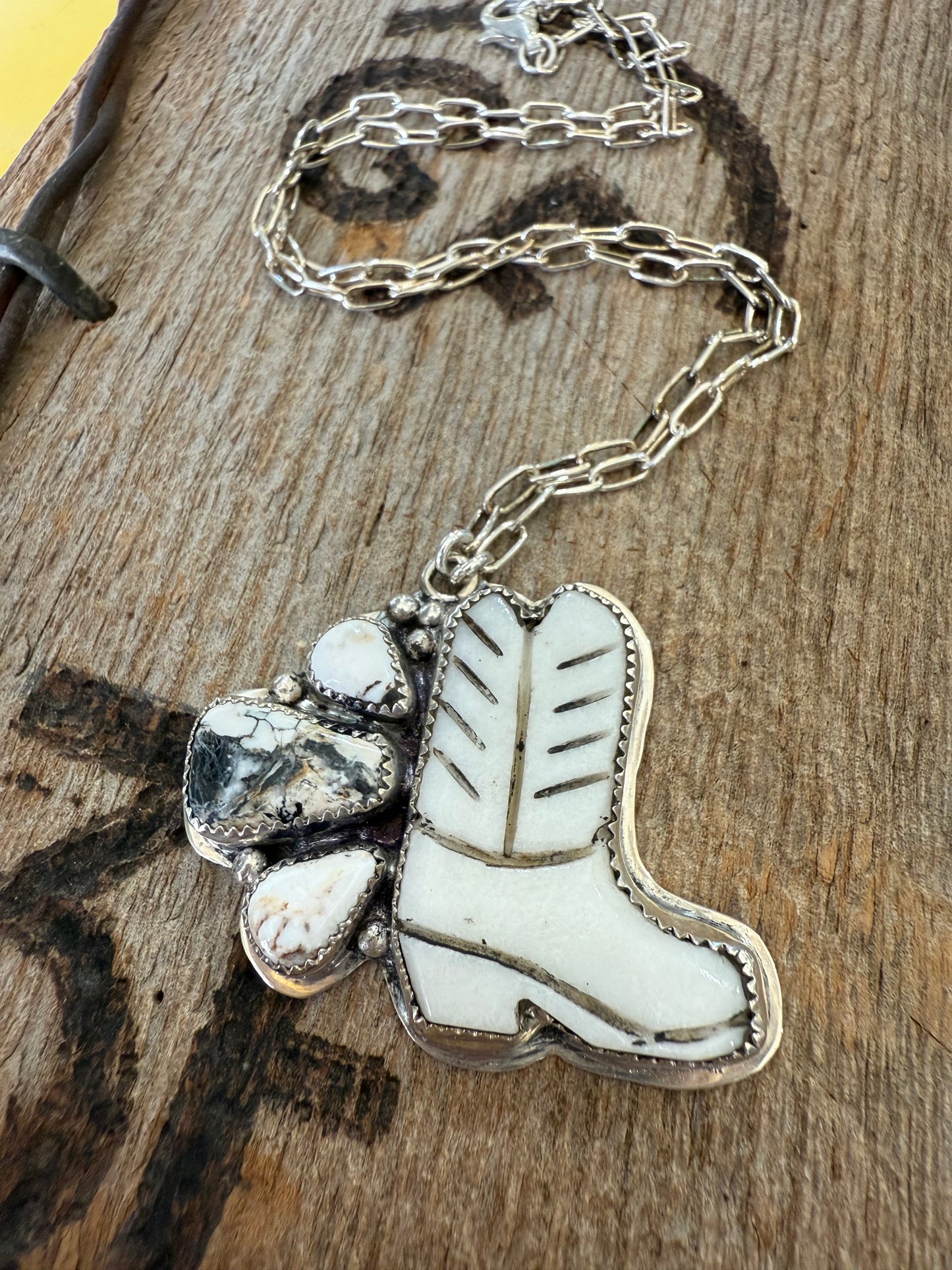 Pipestone & White Buffalo Boot Necklace