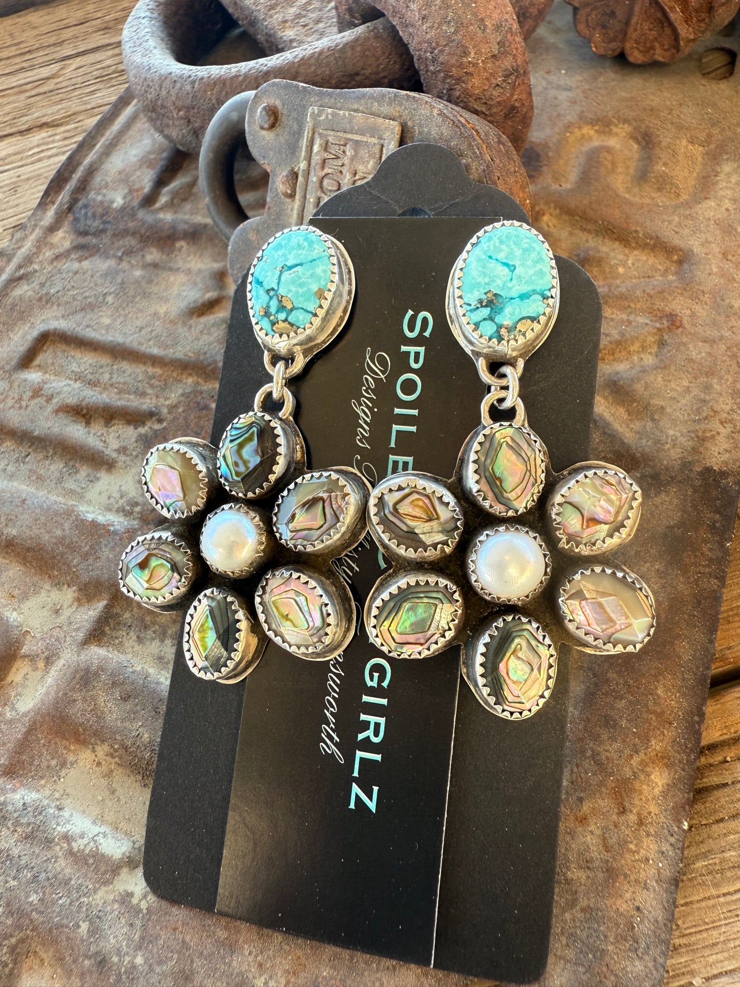 Persian Turquoise & Abalone Earrings