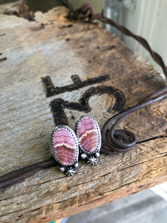 Rhodochrosite Stud Errings