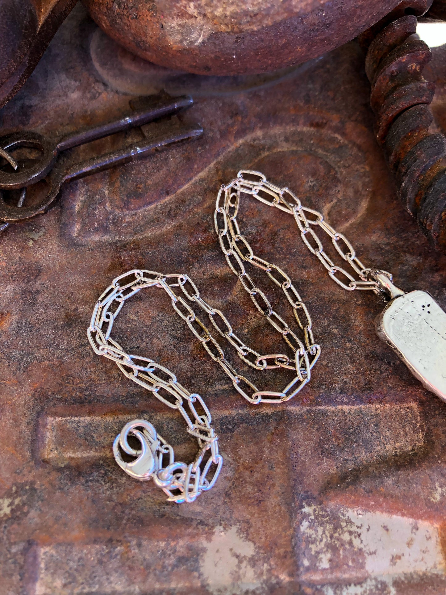 Heavy Sterling Cowboy Roller Skate Necklace