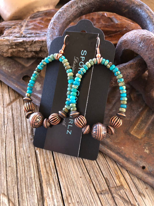 Solid Copper Beaded Earrings