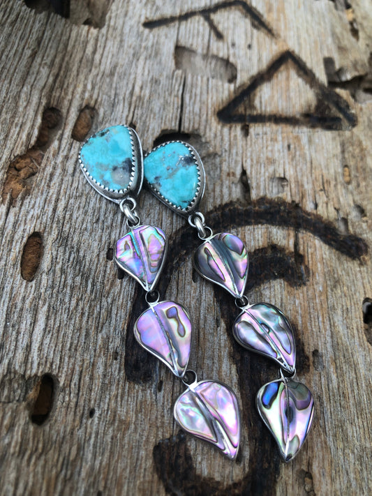 Abalone & Turquoise Dangle Earrings