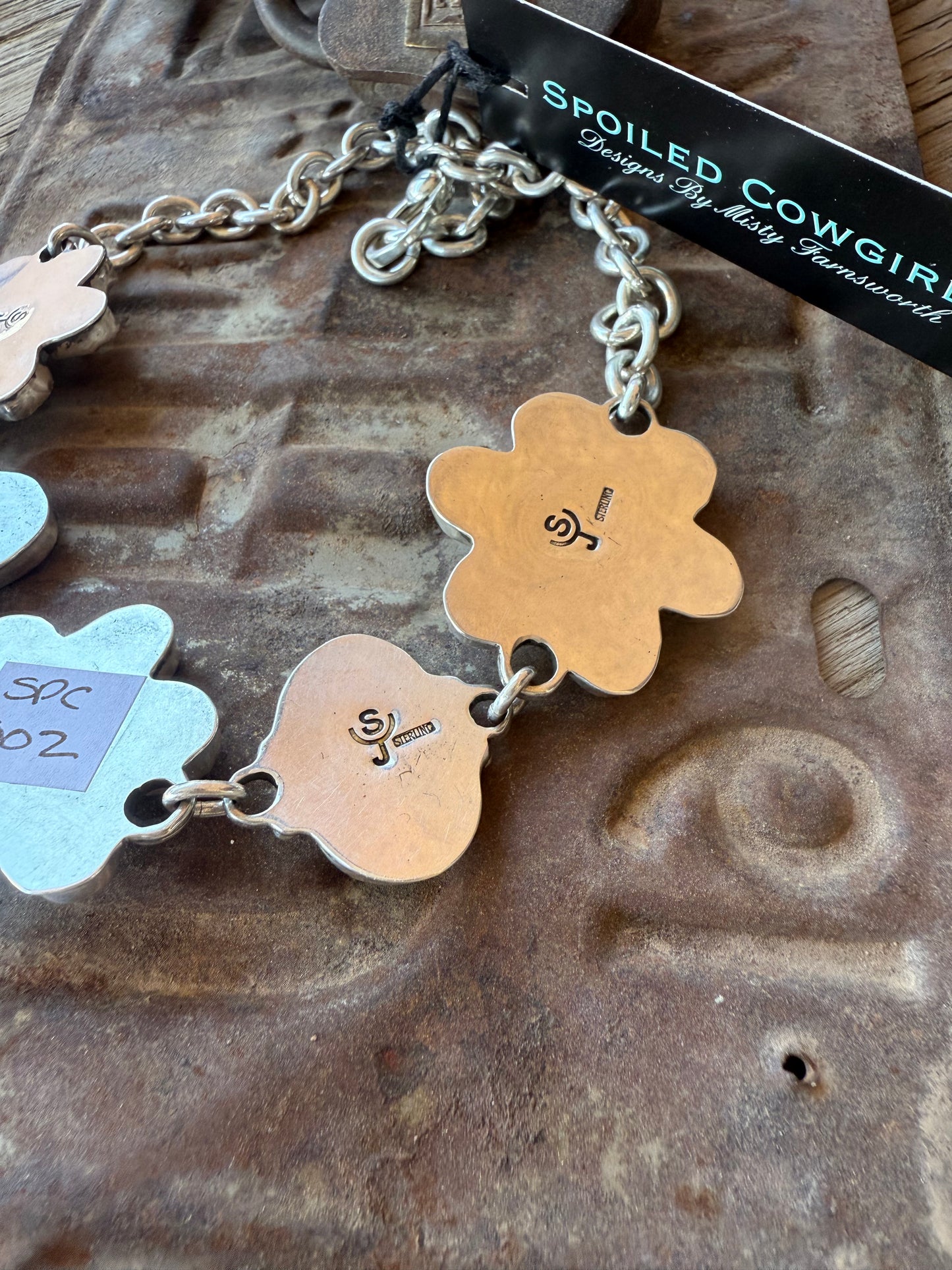 Persian Turquoise/Abalone & Pearl Flower Necklace