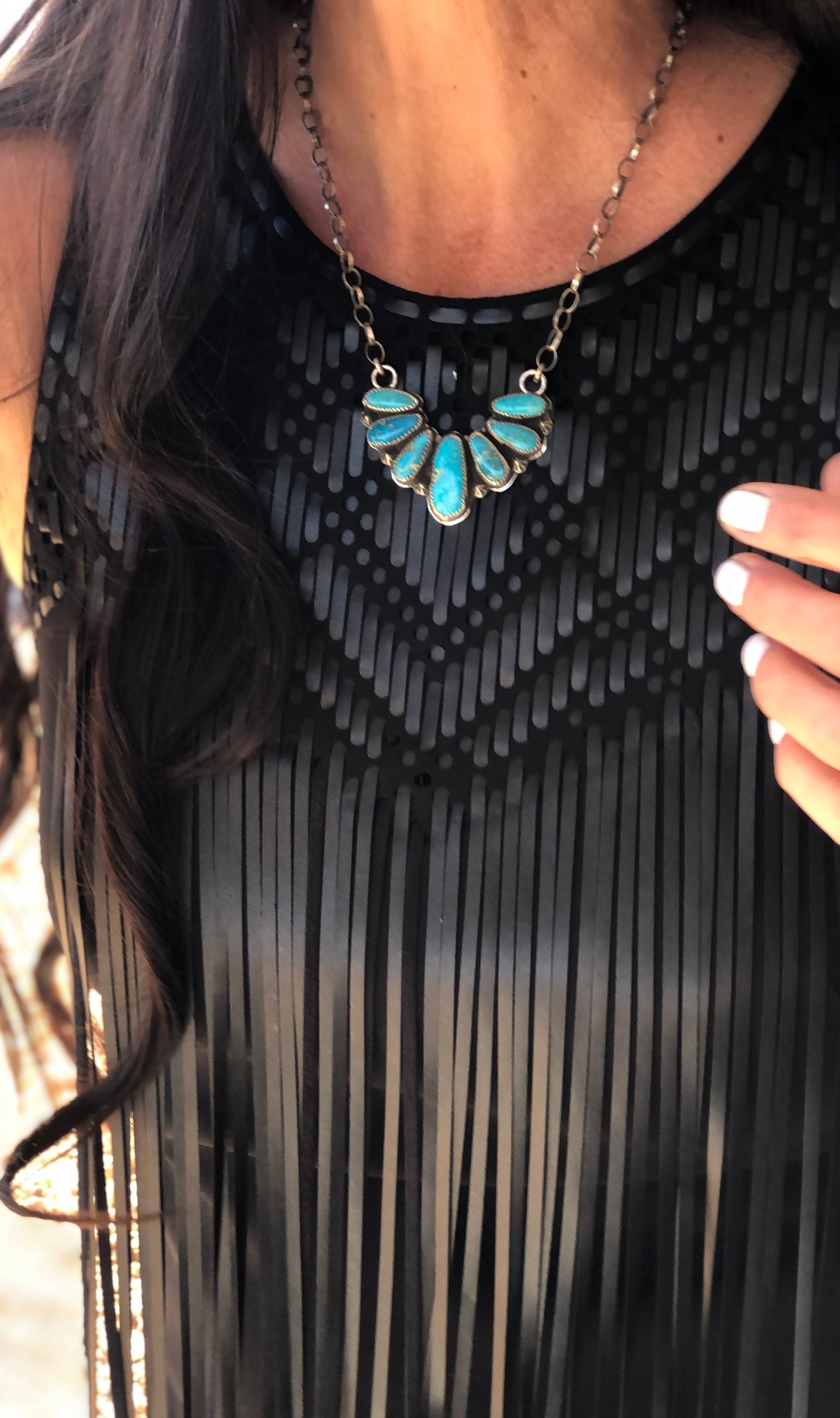 Blue Ridge Turquoise Half Cluster Statement Necklace**SALE