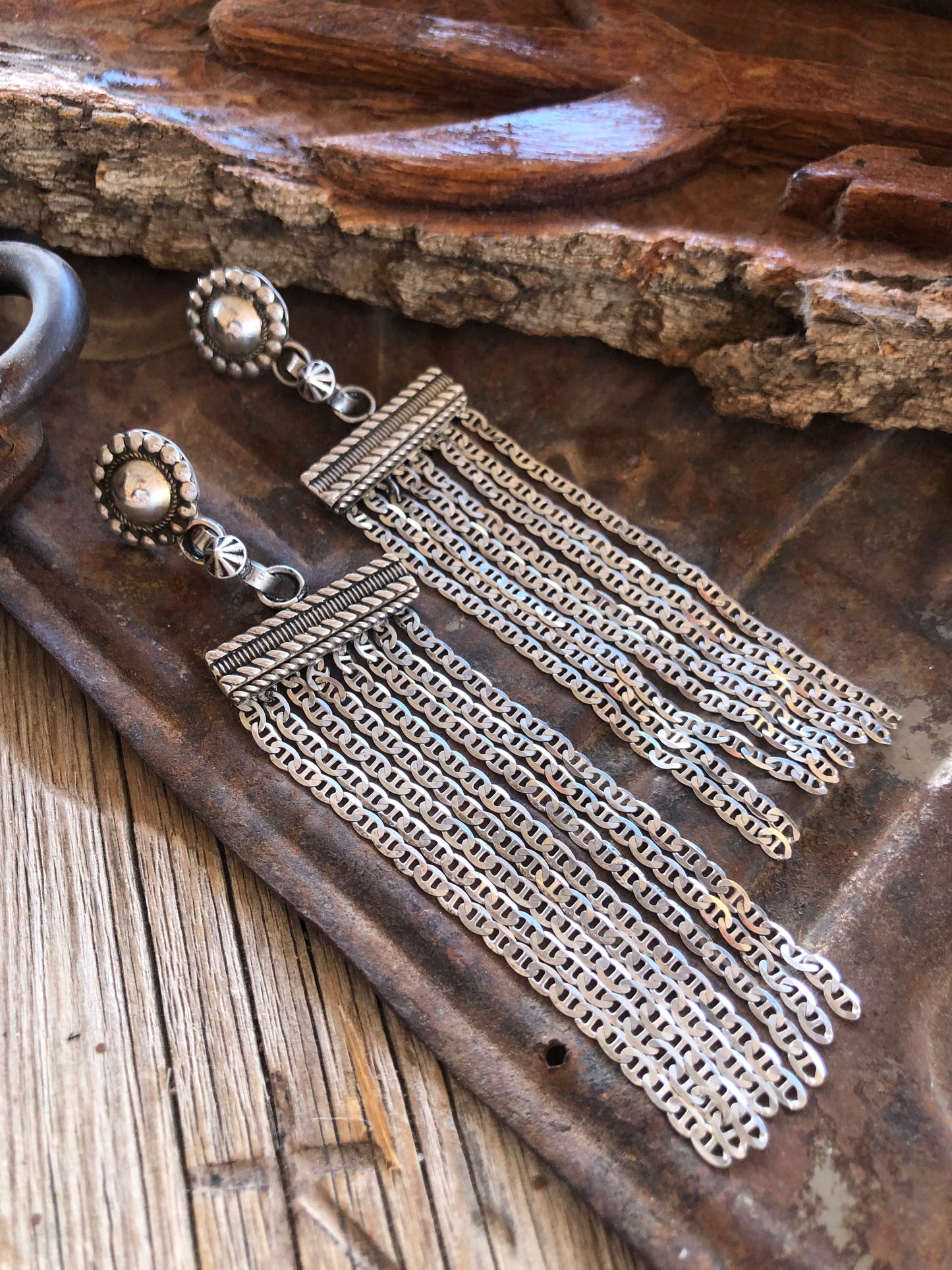 Sterling Silver Chain Statement Earrings