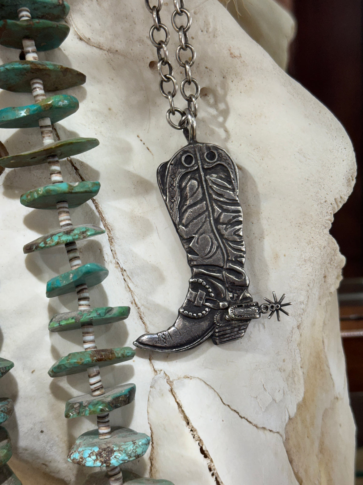 .925 Sand Cast Boot Pendant