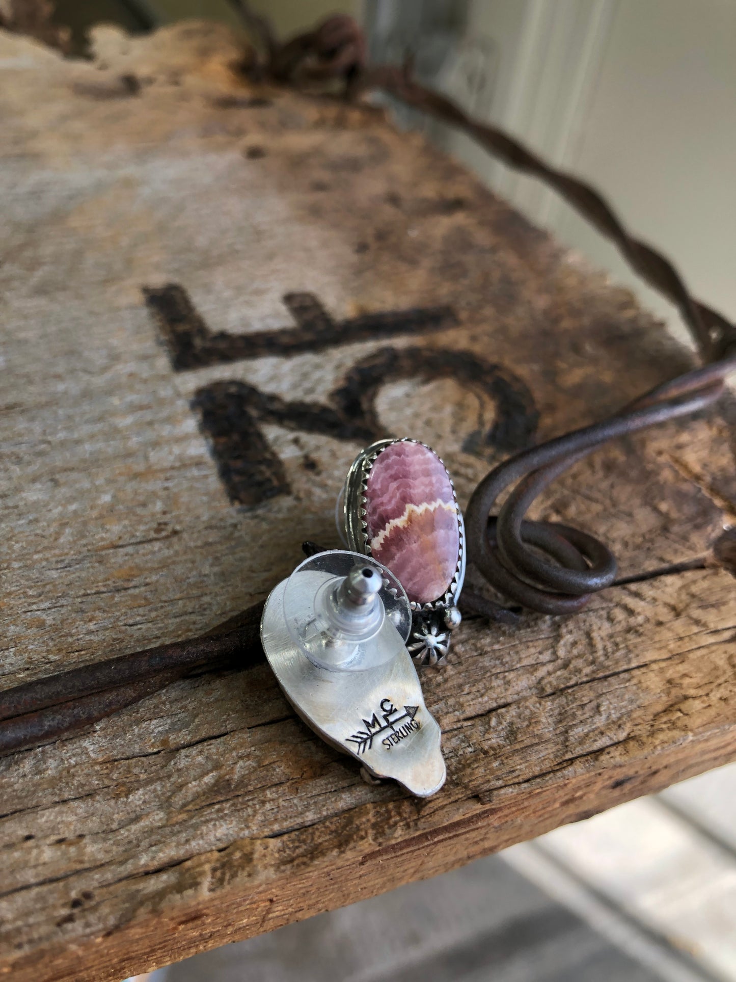 Rhodochrosite Stud Errings