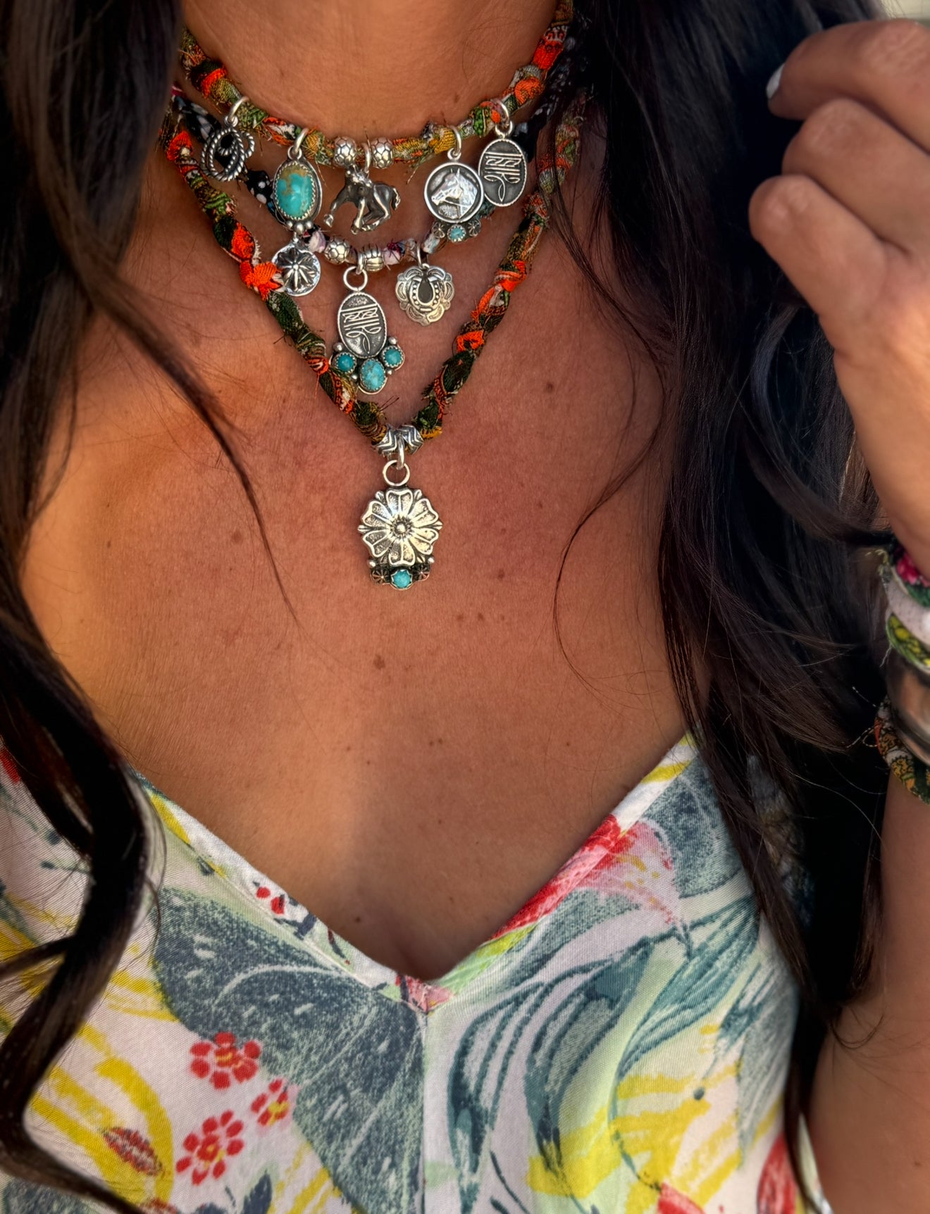 Palm Flower Bandana Necklace